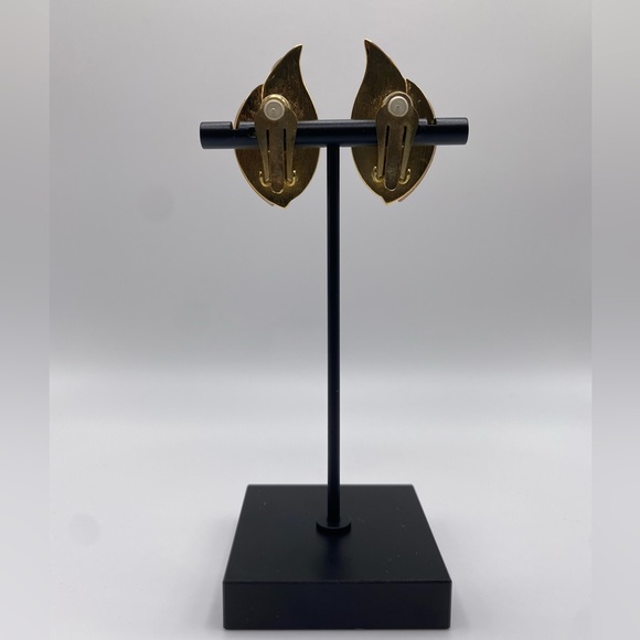 Gold Flame Clip-On Earrings - Picture 2 of 2